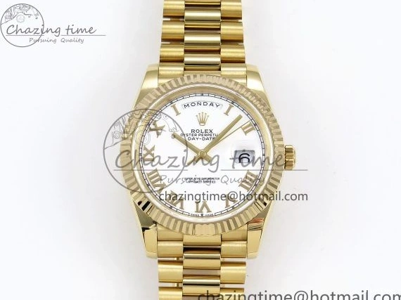 MiroTime 0408 Day Date 40 YG JDF Gain Weight 904L Steel White Roman Dial on President Bracelet VR3255 V Functional 1369